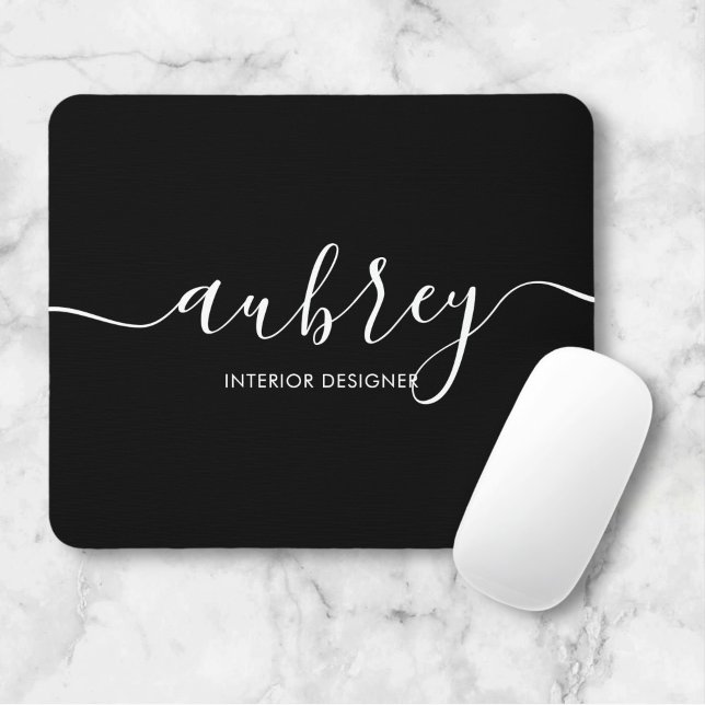 Mousepad Caligrafia de Script Minimalista Preto para Mouse (Criador carregado)