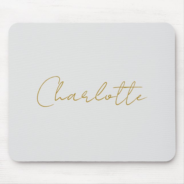 Mousepad Caligrafia Dourada Cor Cinza Personalizada Edição  (Frente)