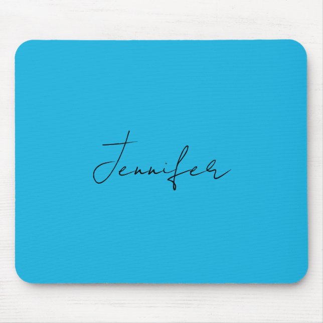 Mousepad Caligrafia Elegante Simples Nome Azul (Frente)