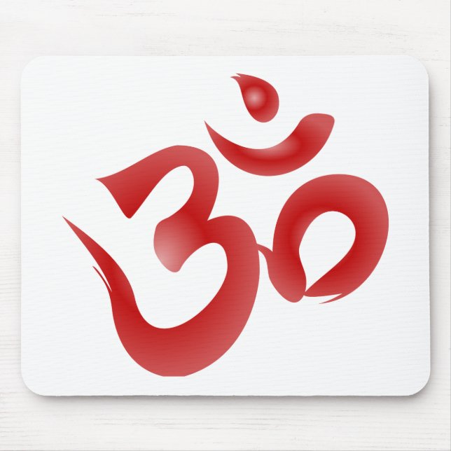 Mousepad Caligrafia Hindu vermelha do OM Aum Devanagari do (Frente)