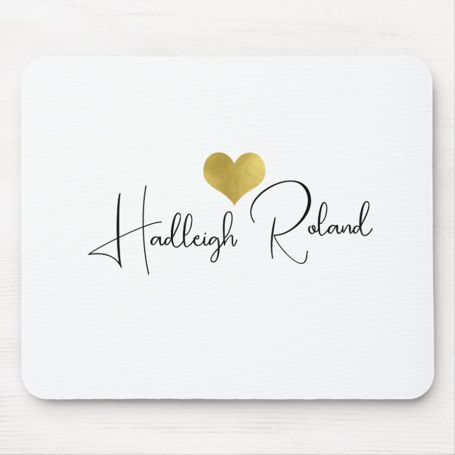 Mousepad Caligrafia Monograma Coração Nome (Frente)