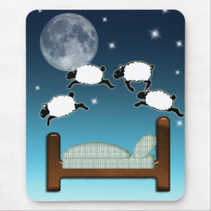 Mousepad Cama, céu, & contagem de carneiros na noite