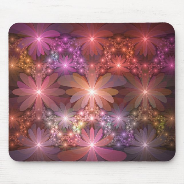 Mousepad Cama De Flores Arte Fractal Abstrato brilhante Col (Frente)