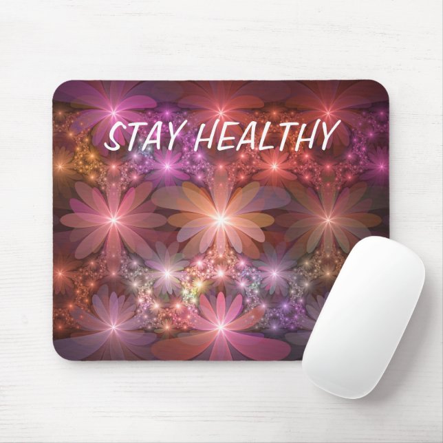 Mousepad Cama De Flores Colorida Abstrata Arte Fractal Bril (Com mouse)