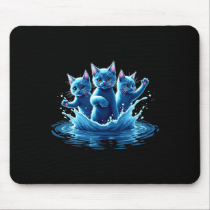 Mousepad Camala Blue Cats Wave - Bonitinho Para Proprietári