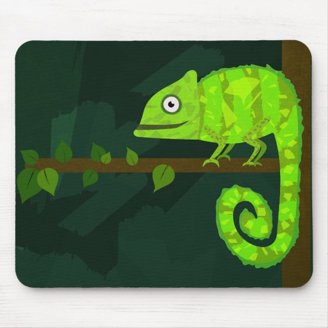 Mousepad Camaleão bonito verde (Frente)