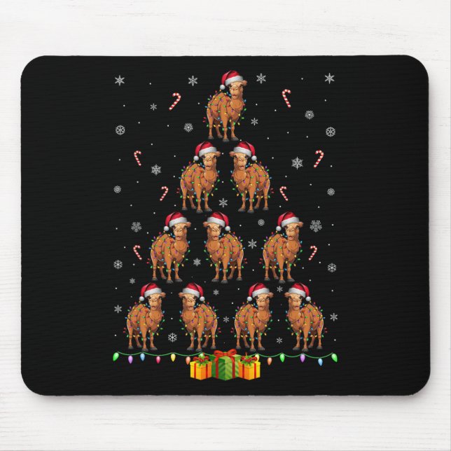 Mousepad Camel Santa Hat Xmas Luzes Homens Mulheres Natal T (Frente)
