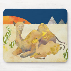 Mousepad Camelos da mamã e do bebê em Egipto