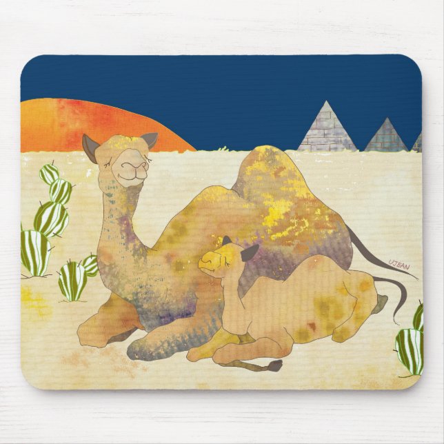 Mousepad Camelos da mamã e do bebê em Egipto (Frente)