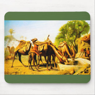 Mousepad Camelos que bebem em uns oásis