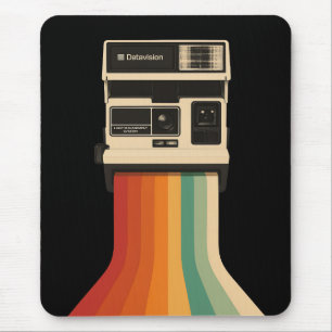 Mousepad Câmera Retro com Impressão de Arco-íris