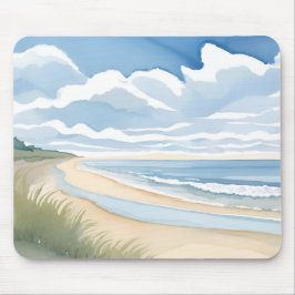 Mousepad Caminhada na Praia | Aquarela do Oceano Costeiro