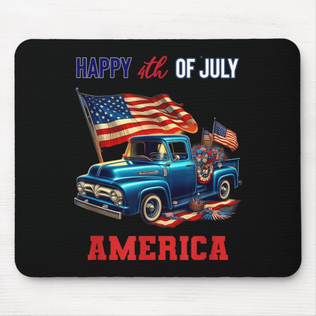 Mousepad Caminhão Antigo Clássico 4 de Julho Patriótico (Frente)