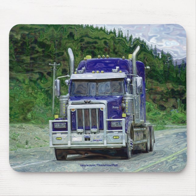 Mousepad Caminhão de carga azul, caminhões grandes (Frente)