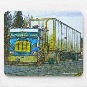 Mousepad Caminhão de carga azul - Truque e arte nas autoest