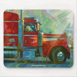 Mousepad Caminhão de carga vermelho para crianças e caminho