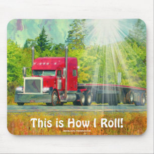 Mousepad Caminhão de carga vermelho para crianças e caminho