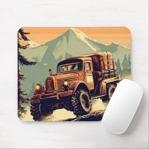 Mousepad Caminhão dirigindo no estilo de colheita da flores