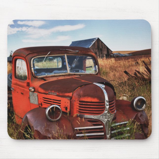 Mousepad Caminhão Dodge laranja enferrujado com fazenda aba (Frente)