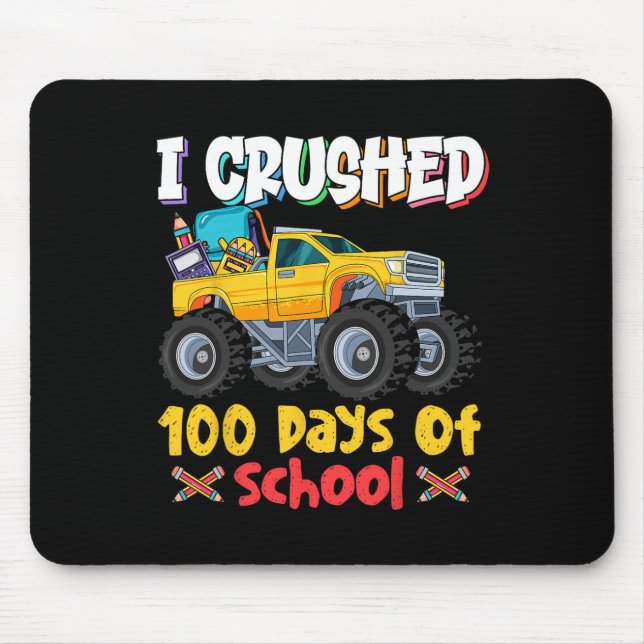 Mousepad Caminhão Monstro Esmagado 100 Dias De Escola  (Frente)