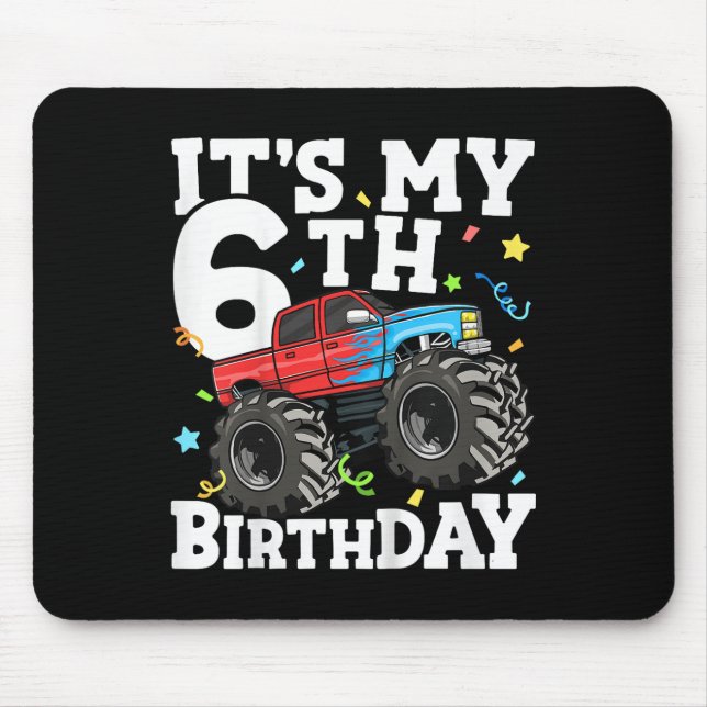 Mousepad Caminhão Monstro Infantil É Meu 6º Aniversário Men (Frente)