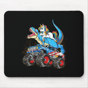 Mousepad Caminhão Monstro Unicórnio Montando T Rex Meninos 