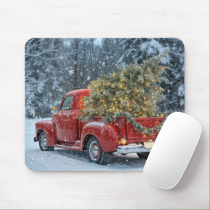 Mousepad Caminhão Retro Vermelho com Árvore de Natal
