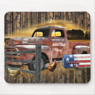 Mousepad Caminhão Vermelho Antiquado Vintage Caminhão Faz
