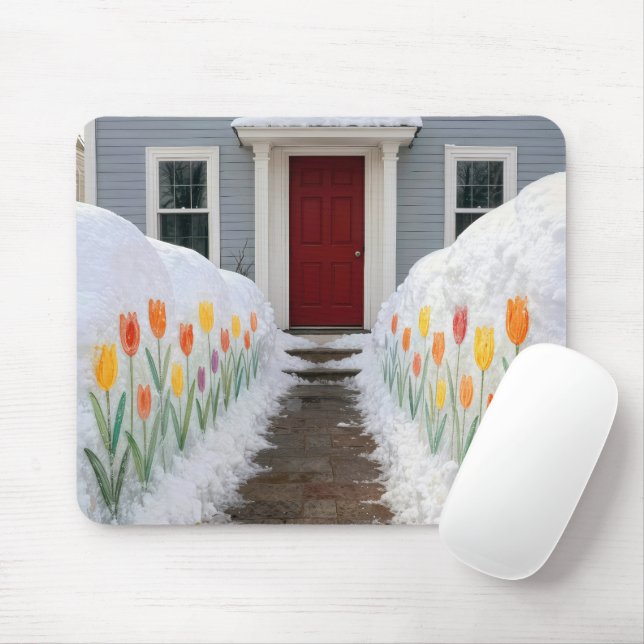 Mousepad Caminho com Tulipas de Primavera Pintadas em Monti (Com mouse)