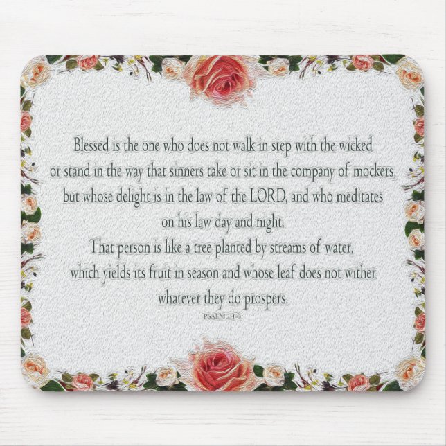 Mousepad Caminho da Arte da Escritura do Salmo 1 da Direita (Frente)