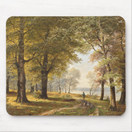 Mousepad Caminho da Floresta com Hiker no outono