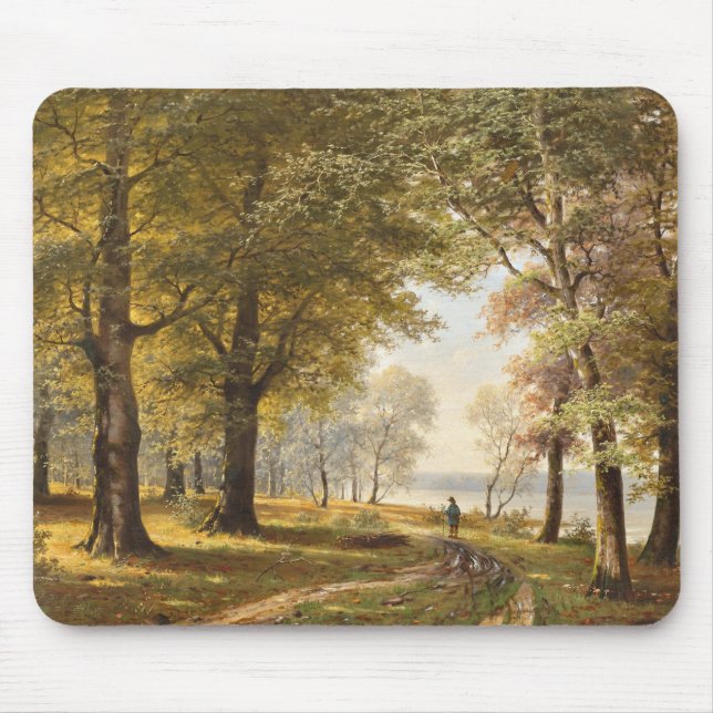 Mousepad Caminho da Floresta com Hiker no outono (Frente)