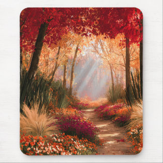 Mousepad Caminho da Floresta de Outono Paisagem Luz Solar D