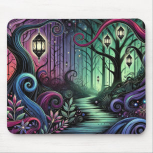 Mousepad Caminho da Floresta Encantada com Lanternas Brilha