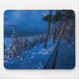 Mousepad Caminho das florestas na noite de inverno