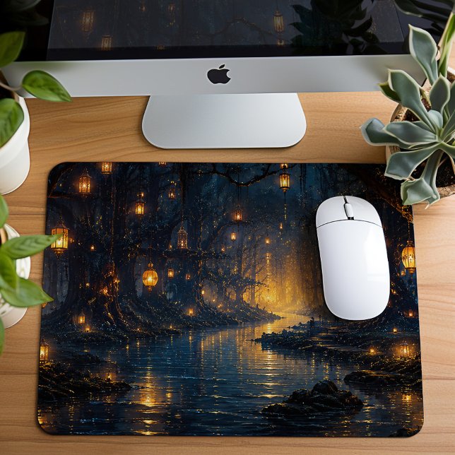 Mousepad Caminho de Lanterna Mágica Floresta Arte (Criador carregado)