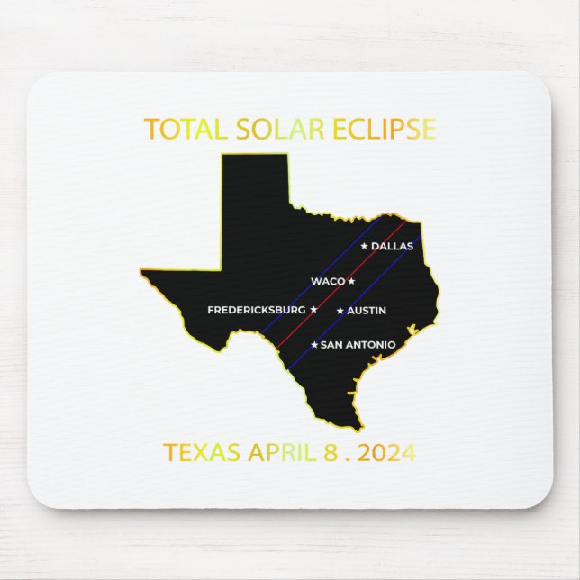 Mousepad Caminho Do Eclipse Solar 2024 Interative Map Texas (Frente)
