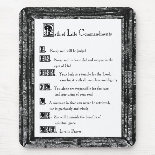 Mousepad Caminho dos Mandamentos de Vida (Frente)