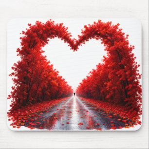 Mousepad Caminho Florestal do Coração Vermelho – Design de 