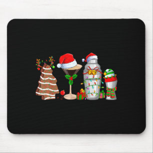 Mousepad Camisa Bartender Natal Chapéu de Papai Noel Luz