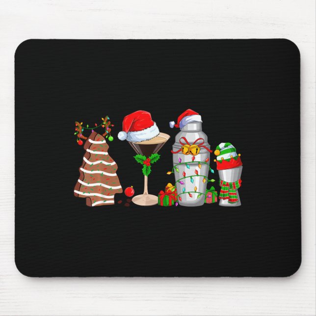 Mousepad Camisa Bartender Natal Chapéu de Papai Noel Luz (Frente)