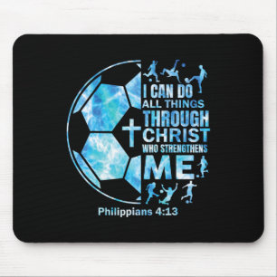 Mousepad Camisa Cristã de Futebol para Meninos Eu Posso Faz