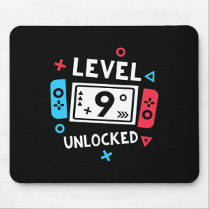 Mousepad Camisa de Aniversário Menino Nível 9 Desbloqueado