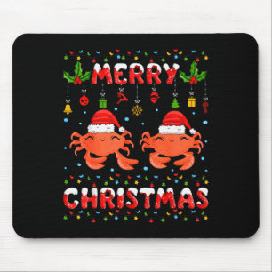 Mousepad Camisa de Caranguejo de Natal Chapéu de Papai Noel