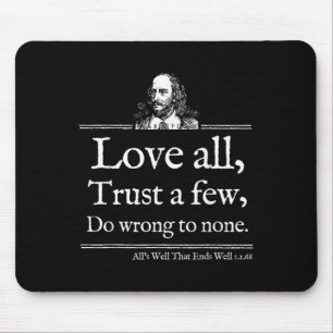 Mousepad Camisa de Citação de Shakespeare Ama Tudo Teatro L