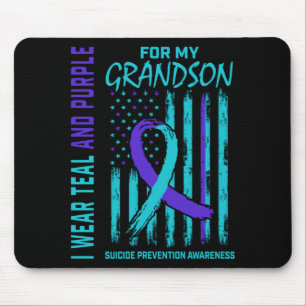Mousepad Camisa de conscientização roxa e azul-turquesa, ba
