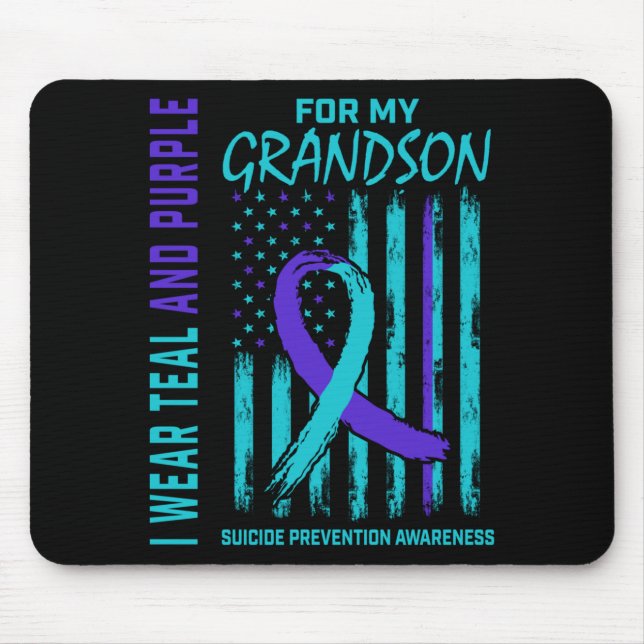 Mousepad Camisa de conscientização roxa e azul-turquesa, ba (Frente)