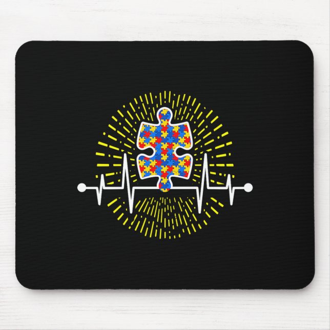 Mousepad Camisa de conscientização sobre autismo Puzzle Hea (Frente)