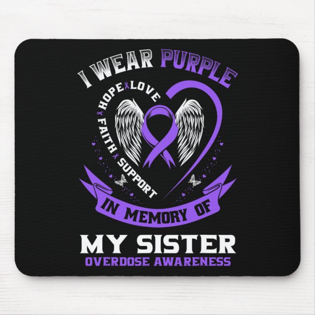 Mousepad Camisa de Conscientização sobre Overdose em Memóri (Frente)