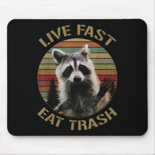 Mousepad Camisa de Guaxinim Vintage Retro Viva Rápido Coma